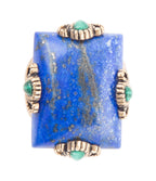 Prismatic Blue Lapis and Malachite Golden Ring rings La Vie Bien Prismatic Blue Lapis and Malachite Golden Ring