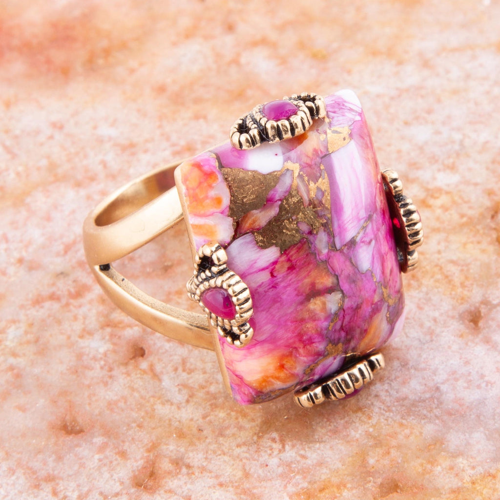 Prismatic Pink Spiny Oyster Matrix Statement Ring