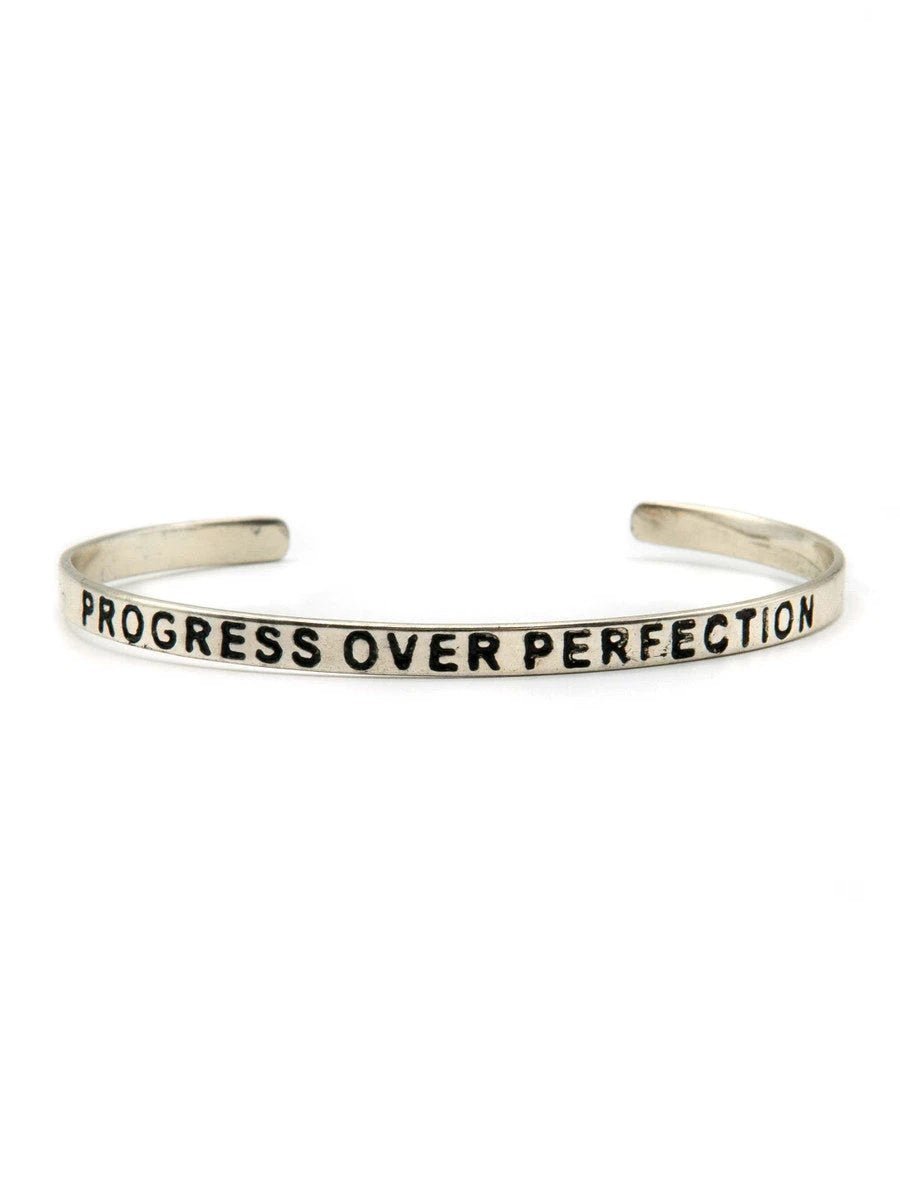 Progress Over Perfection Quote Cuff