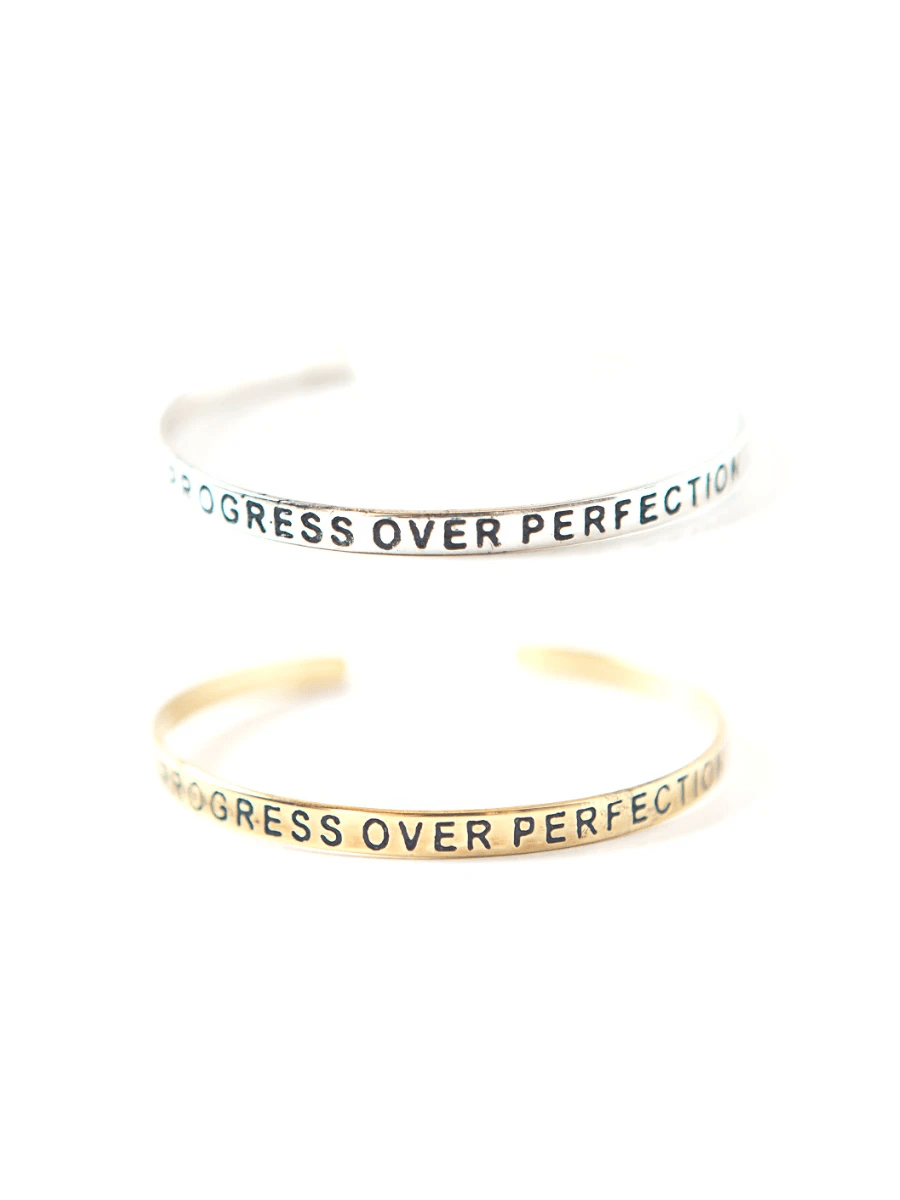 Progress Over Perfection Quote Cuff