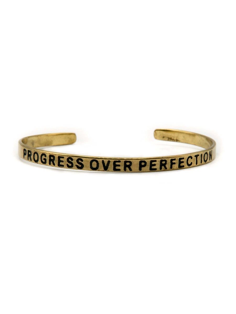 Progress Over Perfection Quote Cuff