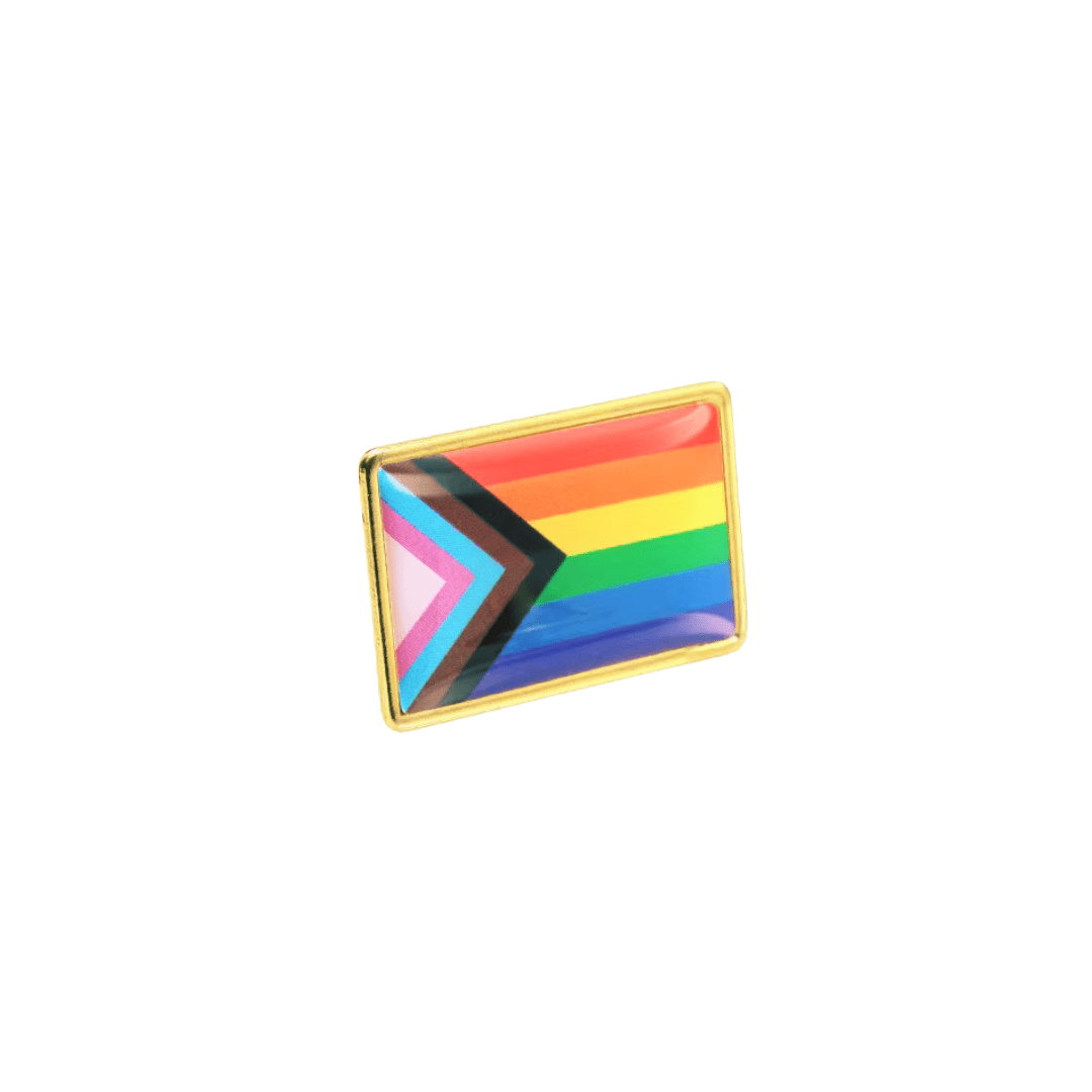 Progress Pride Flag Pin | LGBTQ Rainbow Flag Gold and Enamel Pin Brooch Jewelry La Vie Bien Progress Pride Flag Pin | LGBTQ Rainbow Flag Gold and Enamel Pin Brooch