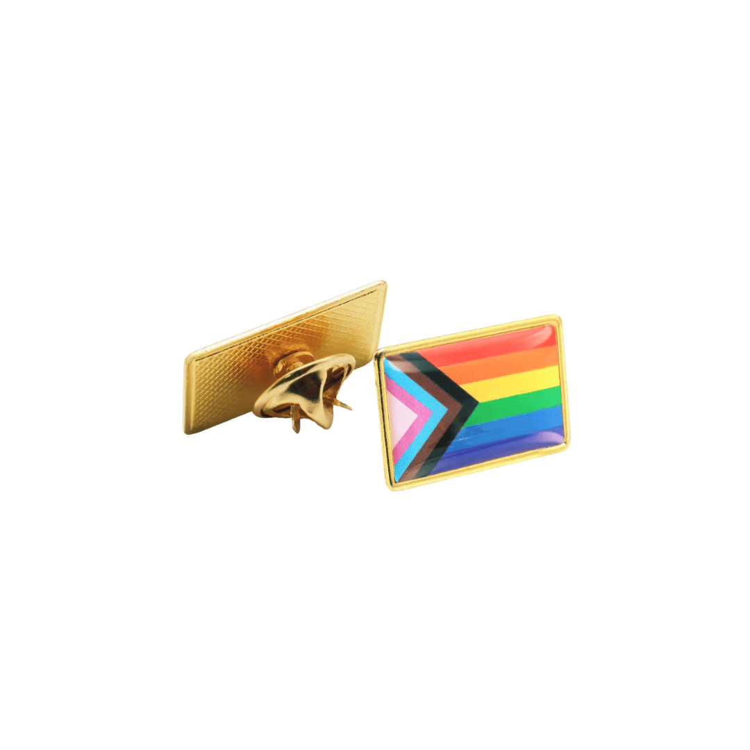 Progress Pride Flag Pin | LGBTQ Rainbow Flag Gold and Enamel Pin Brooch Jewelry La Vie Bien Progress Pride Flag Pin | LGBTQ Rainbow Flag Gold and Enamel Pin Brooch