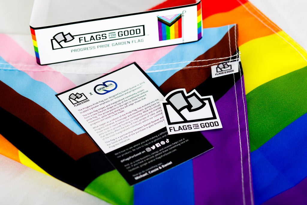 Progress Pride Garden Flag Garden Flag La Vie Bien Progress Pride Garden Flag