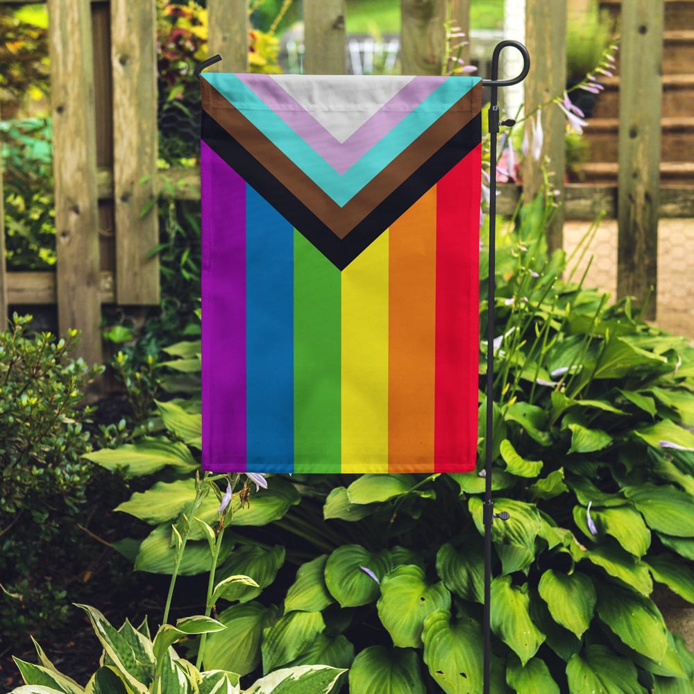 Progress Pride Garden Flag Garden Flag La Vie Bien Progress Pride Garden Flag