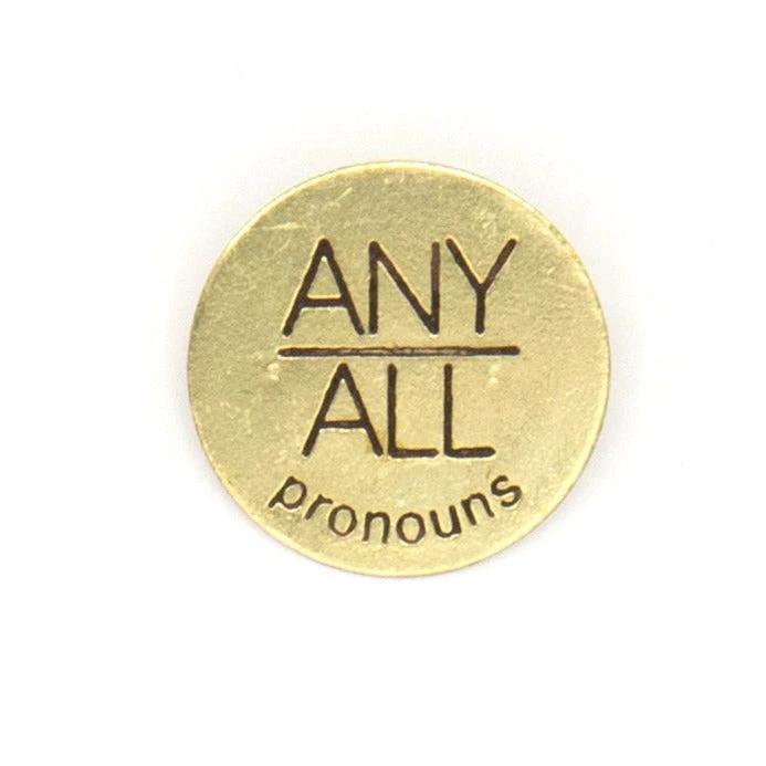Pronoun Pins - Brass by Fair Anita