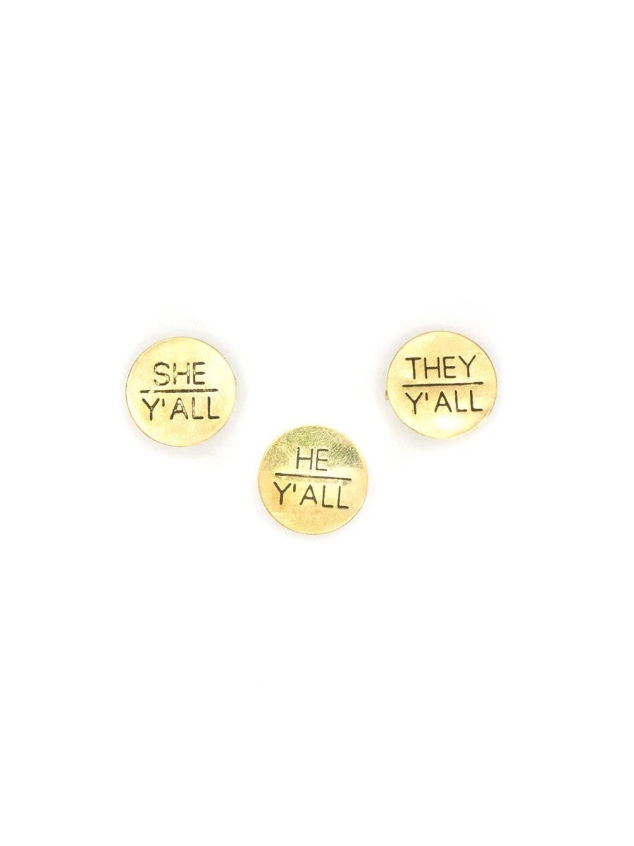 Pronoun Pins - Brass by Fair Anita