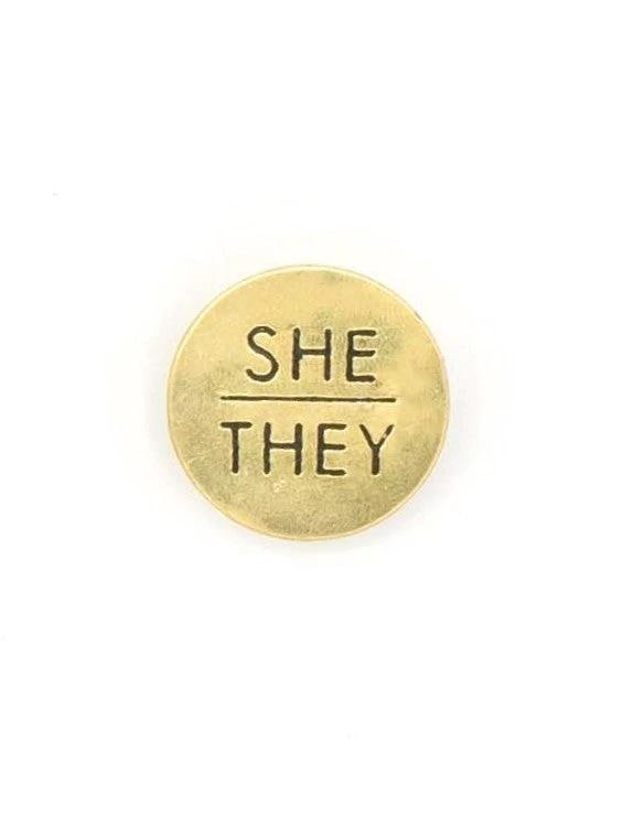 Pronoun Pins - Brass by Fair Anita