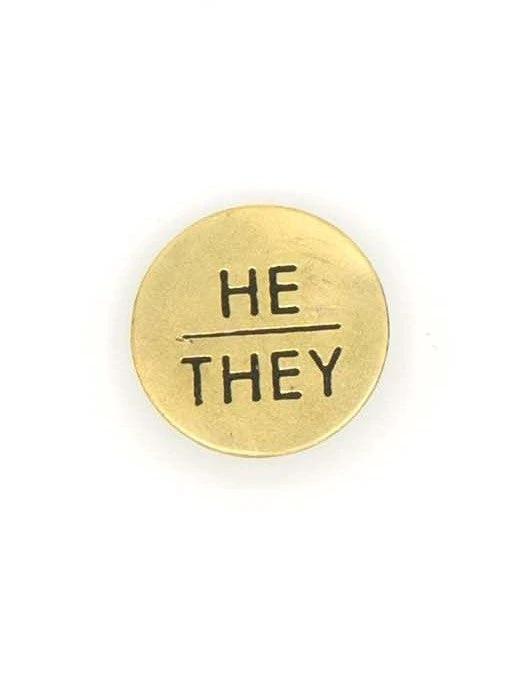 Pronoun Pins - Brass by Fair Anita