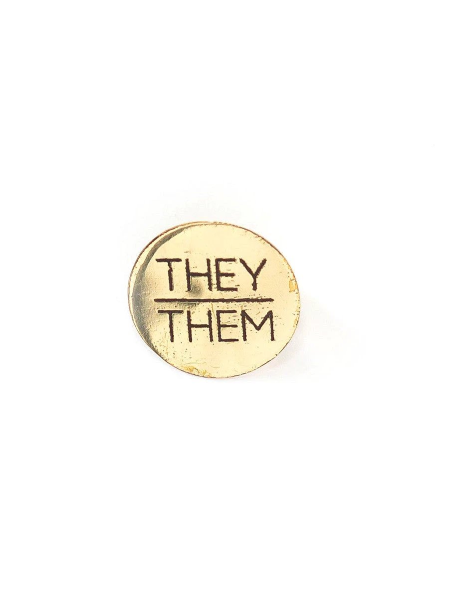 Pronoun Pins - Brass by Fair Anita