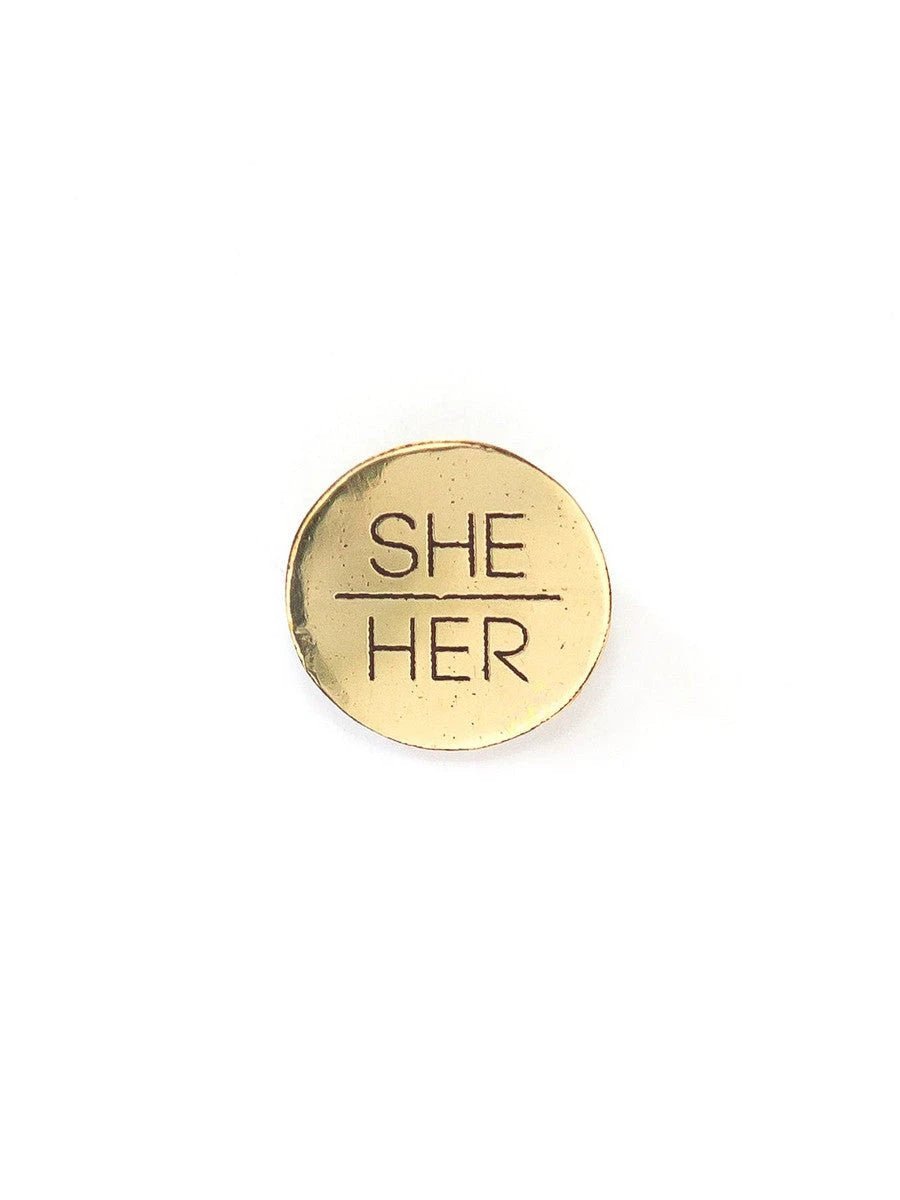 Pronoun Pins - Brass by Fair Anita