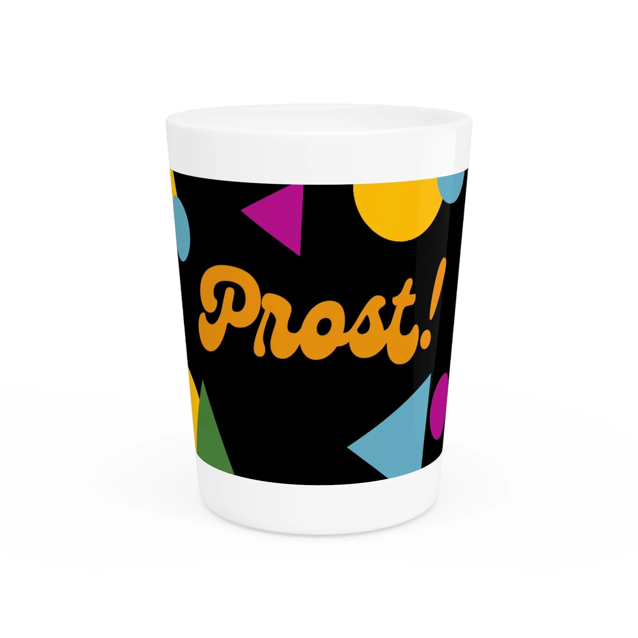 Prost! German Shot Glass, Retro Geometric Party Design by Printify