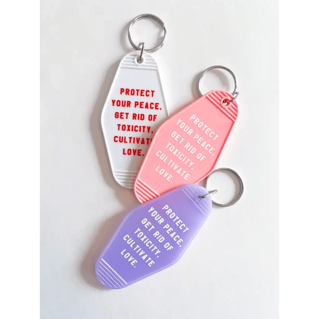 Protect your Peace Acrylic Retro Motel Keychain by Polished Prints