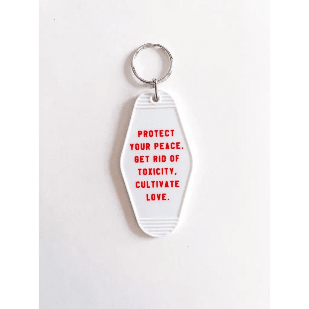 Protect your Peace Acrylic Retro Motel Keychain by Polished Prints