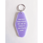 Protect your Peace Acrylic Retro Motel Keychain by Polished Prints