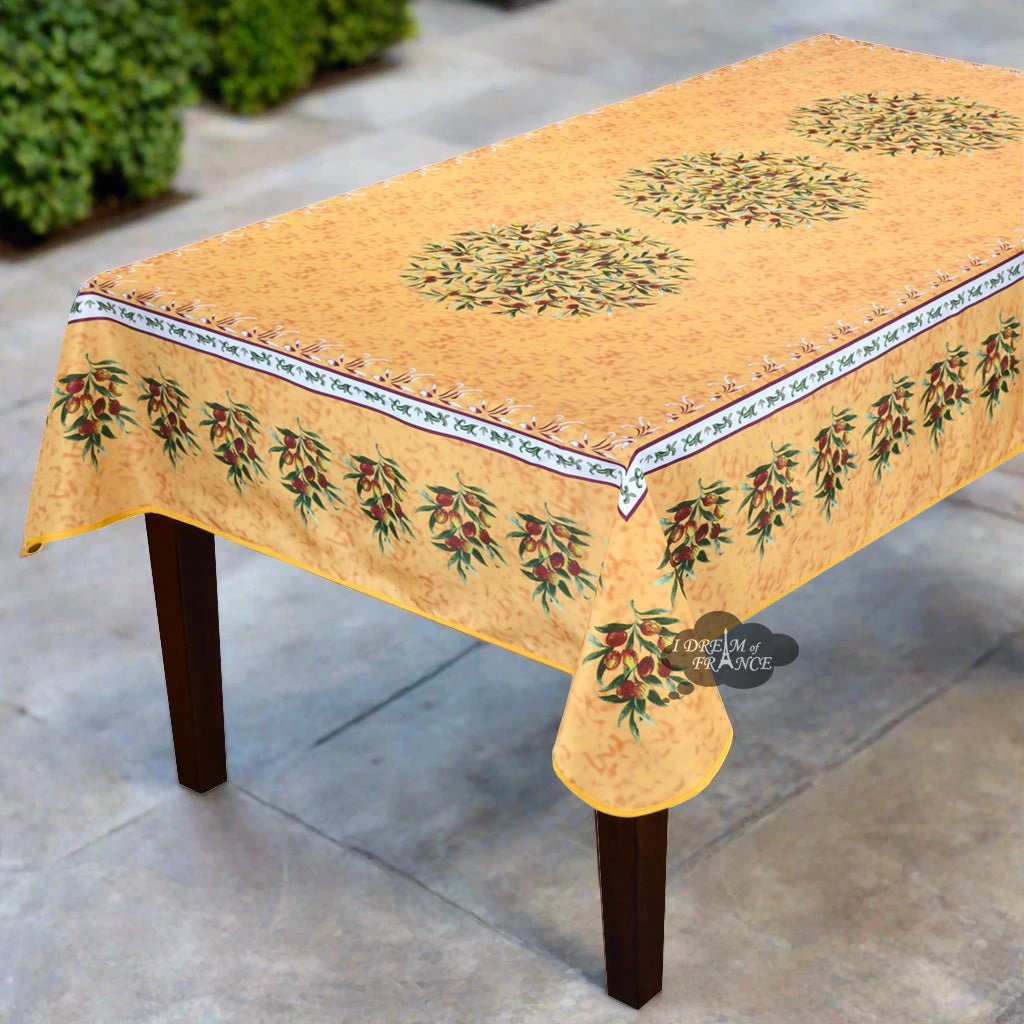 Provence Olivier Yellow French Provencal Polyester Tablecloth - 59x90" Rectangular by I Dream of France