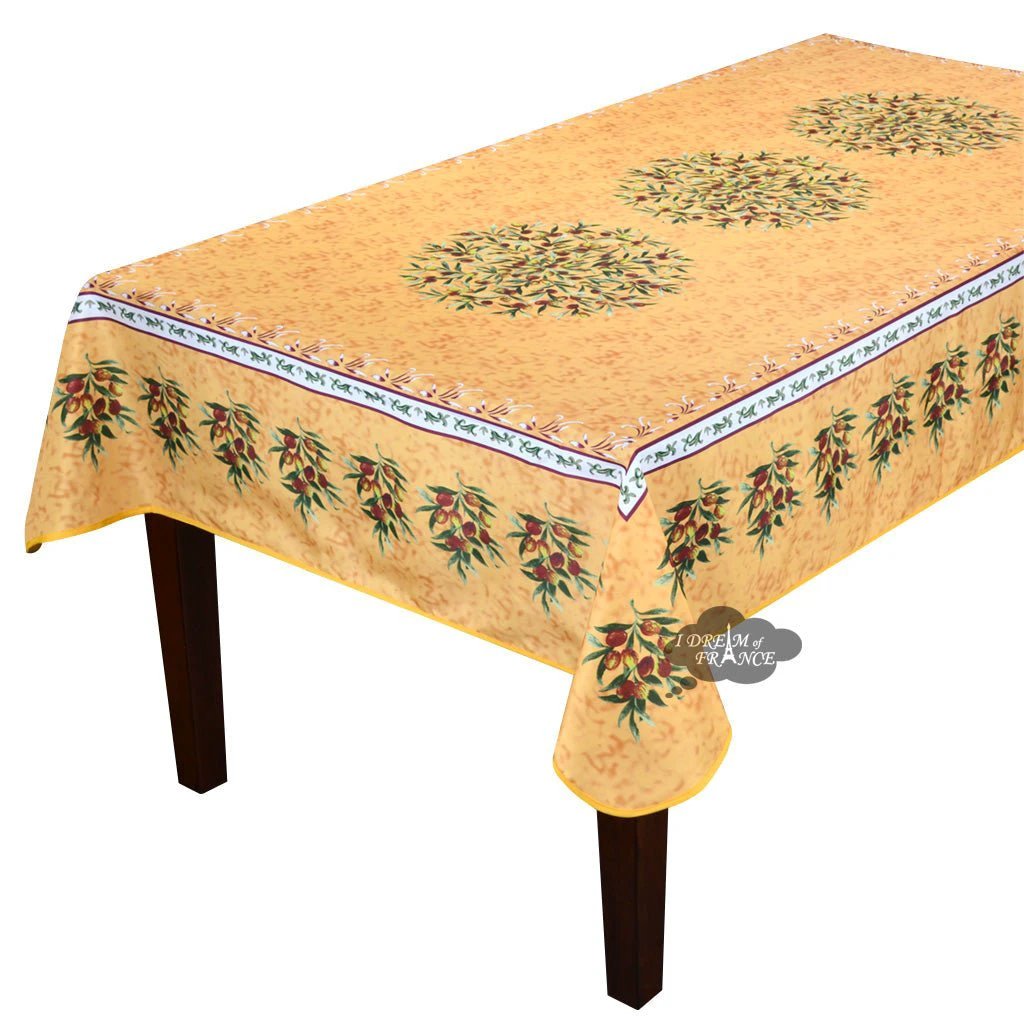 Provence Olivier Yellow French Provencal Polyester Tablecloth - 59x90" Rectangular by I Dream of France