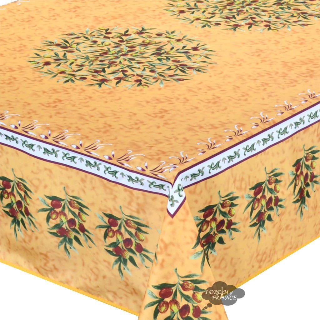 Provence Olivier Yellow French Provencal Polyester Tablecloth - 59x90" Rectangular by I Dream of France
