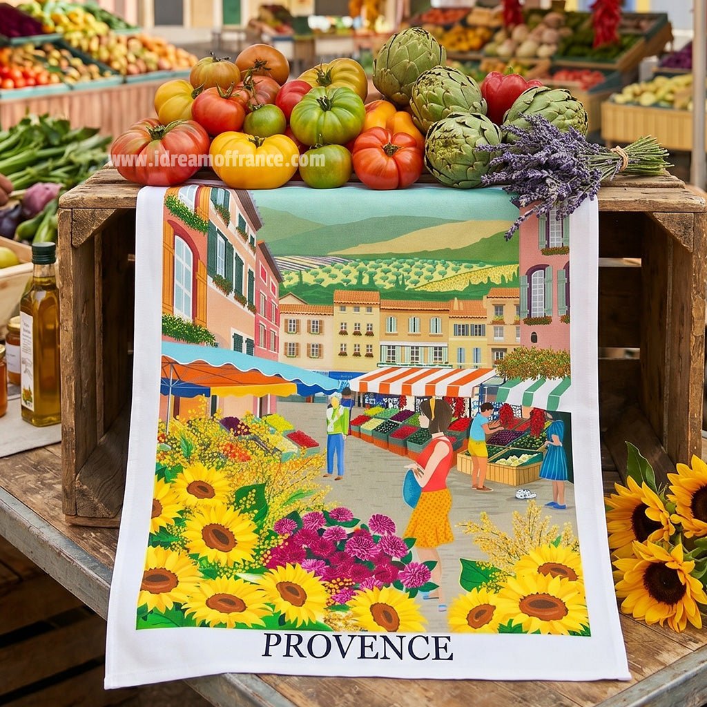 Provence Street Market French Cotton Kitchen Towel by Label France Kitchen towel La Vie Bien Provence Street Market French Cotton Kitchen Towel by Label France