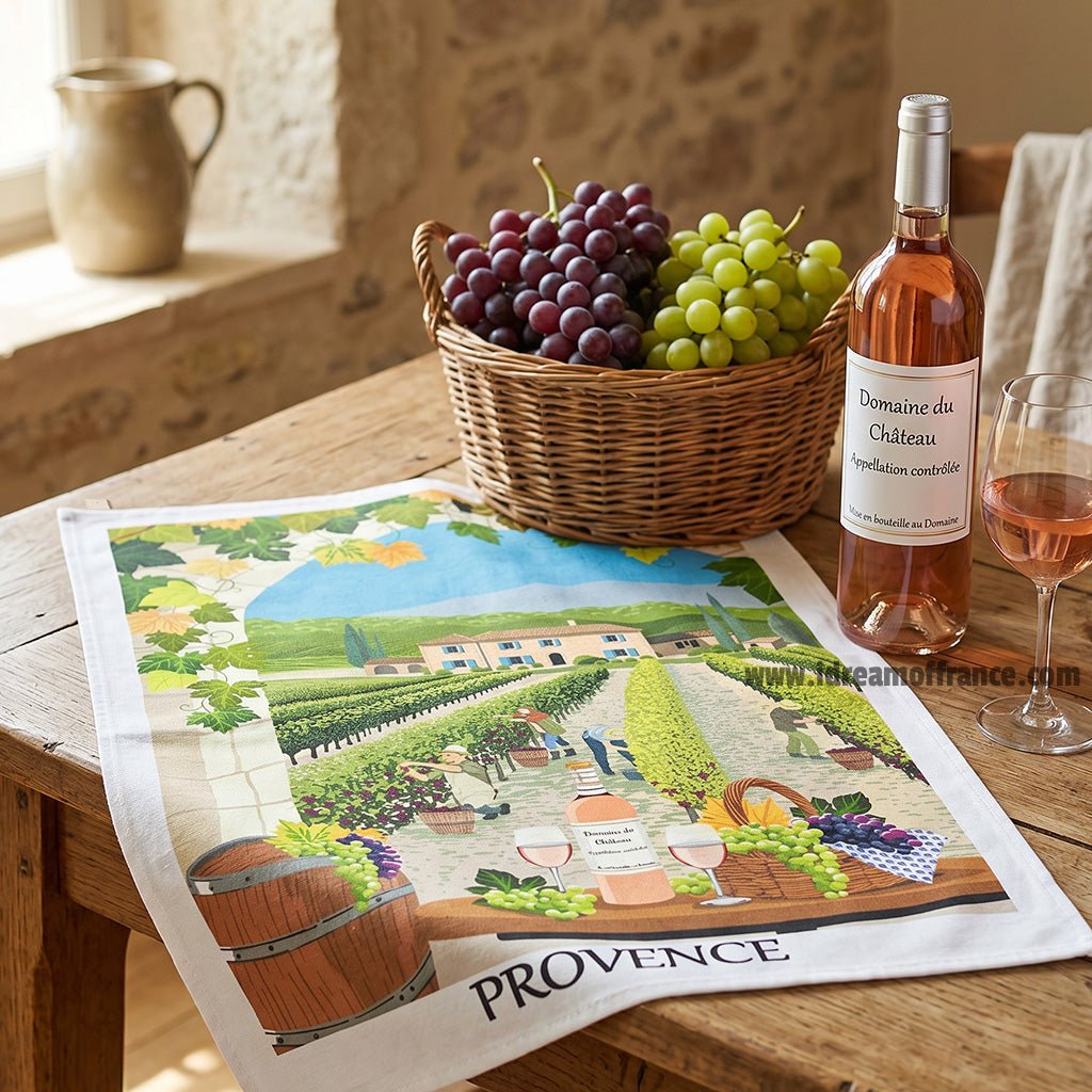 Provence Winery French Cotton Kitchen Towel by Label France Kitchen towel La Vie Bien Provence Winery French Cotton Kitchen Towel by Label France