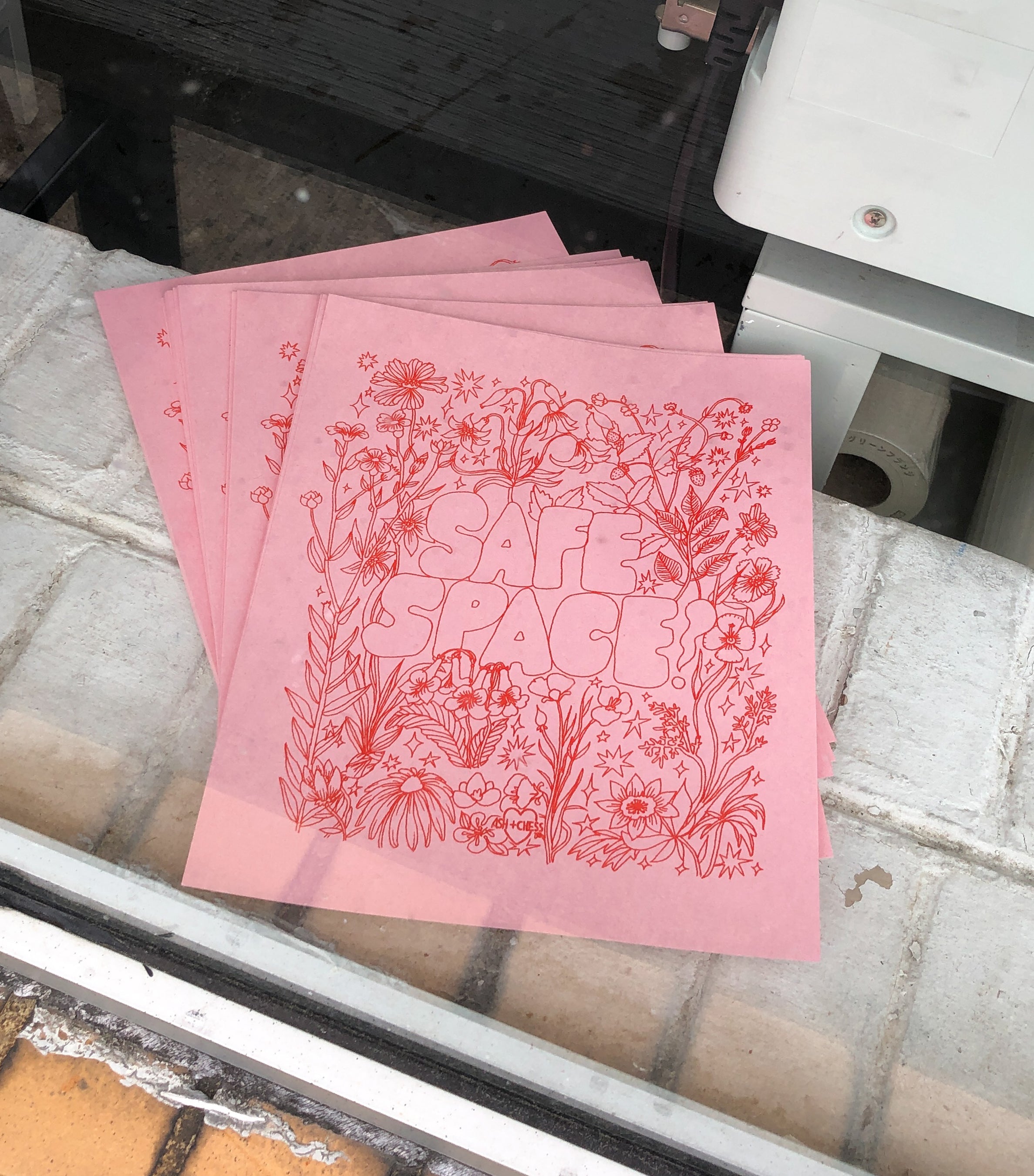 8x10 Safe Space Risograph Print