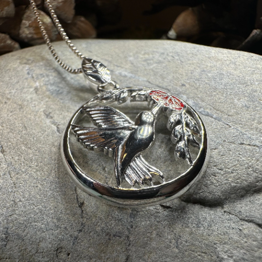 Tropical Hummingbird Necklace in Sterling Silver