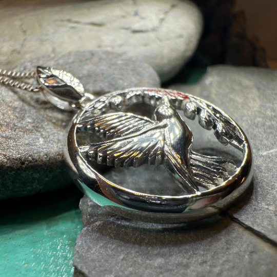Tropical Hummingbird Necklace in Sterling Silver