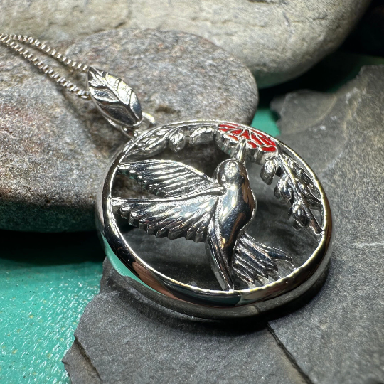 Tropical Hummingbird Necklace in Sterling Silver