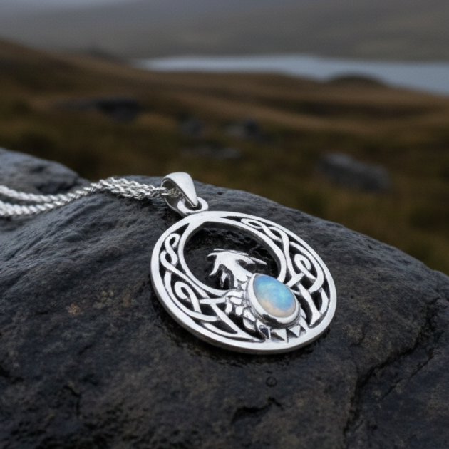 Celtic Rising Phoenix Necklace in Sterling Silver