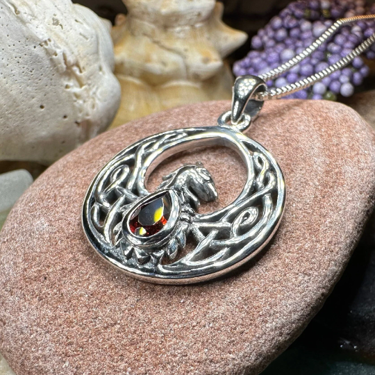 Celtic Rising Phoenix Necklace in Sterling Silver
