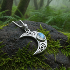 Arlynn Celtic Crescent Moon Necklace in Sterling Silver