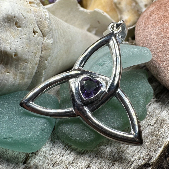 McKenna Celtic Trinity Knot Heart Necklace in Sterling Silver