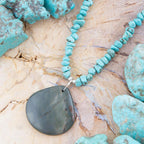 Pueblo Blue Turquoise Magnesite and Jasper Sterling Silver Necklace by Barse Jewelry