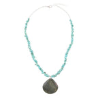 Pueblo Blue Turquoise Magnesite and Jasper Sterling Silver Necklace by Barse Jewelry
