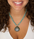 Pueblo Blue Turquoise Magnesite and Jasper Sterling Silver Necklace by Barse Jewelry