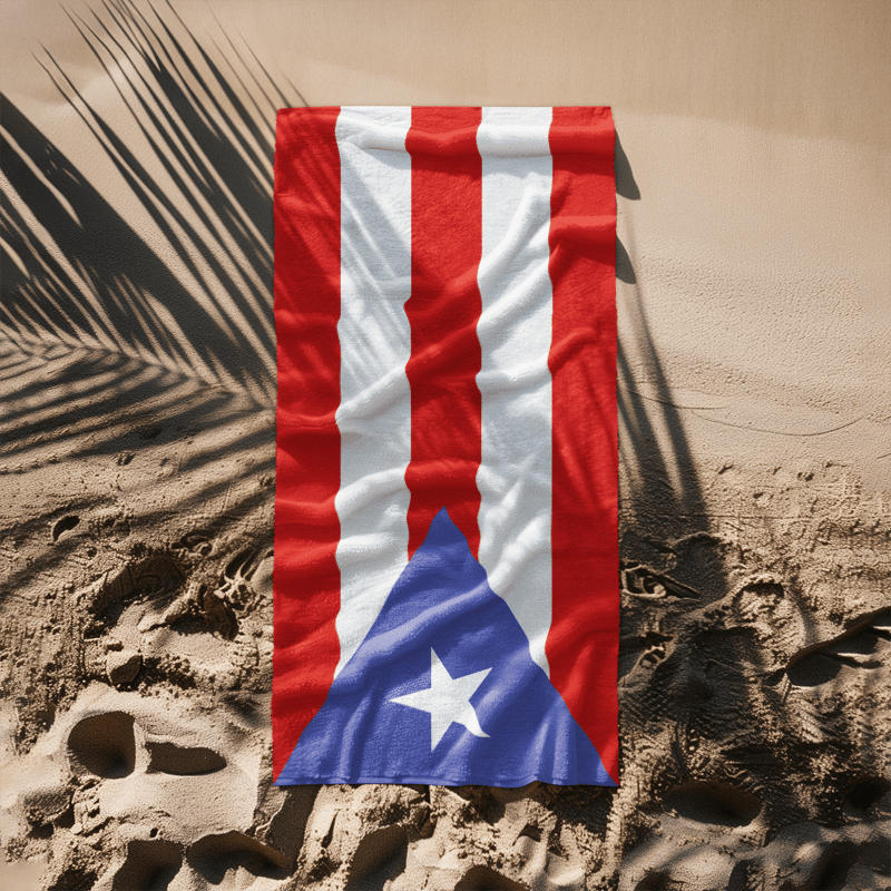 Puerto Rico Flag Beach Towel Beach Towel (Generic Brand) La Vie Bien Puerto Rico Flag Beach Towel