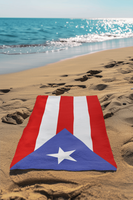 Puerto Rico Flag Beach Towel Beach Towel (Generic Brand) La Vie Bien Puerto Rico Flag Beach Towel