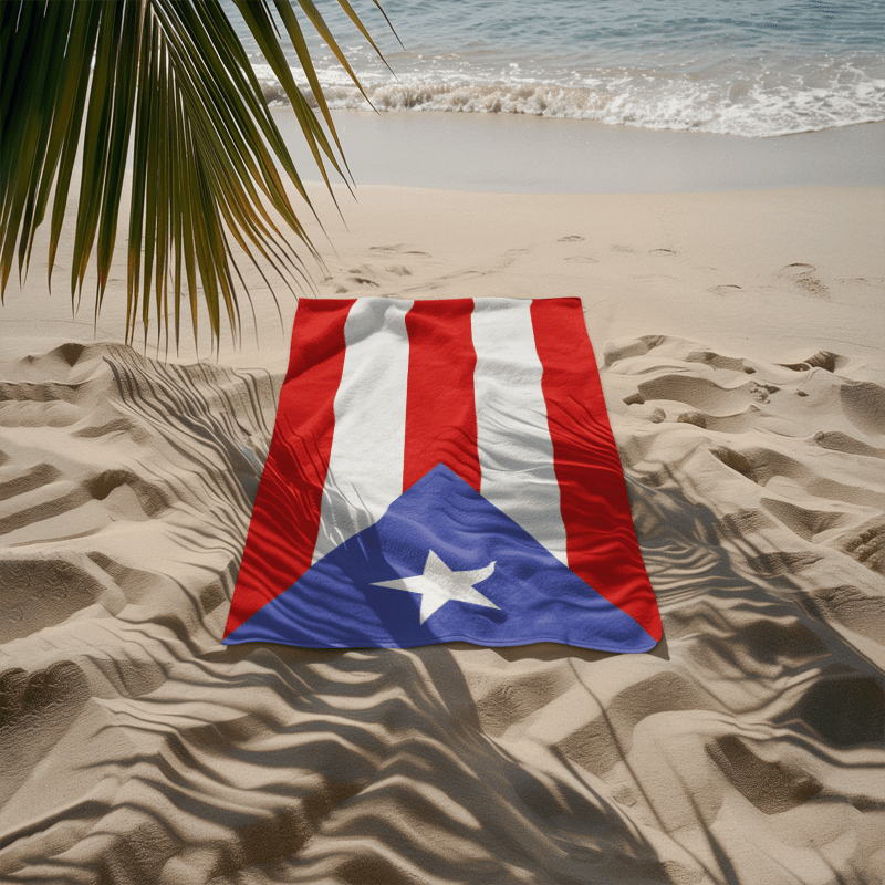 Puerto Rico Flag Beach Towel Beach Towel (Generic Brand) La Vie Bien Puerto Rico Flag Beach Towel