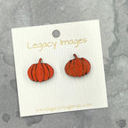 Pumpkin Earrings - Wood Stud Earrings