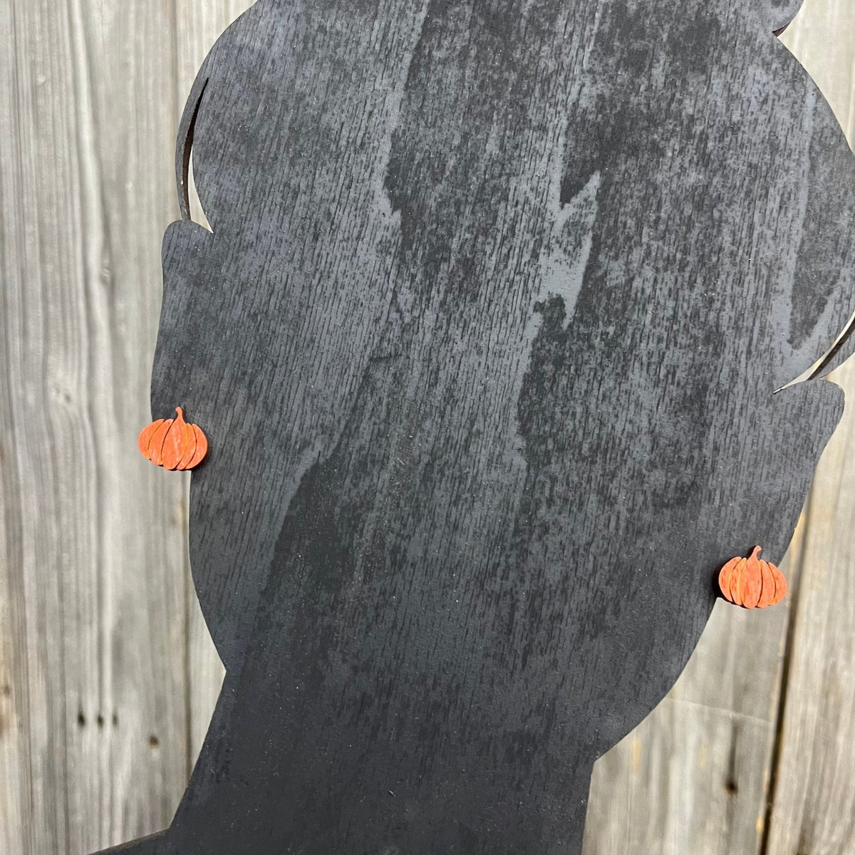 Pumpkin Earrings - Wood Stud Earrings