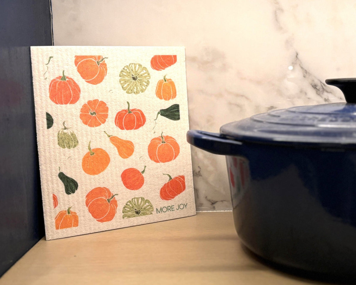 Pumpkins & Gourds Swedish Dishcloth | Orange & Green Swedish Dishcloths La Vie Bien Pumpkins & Gourds Swedish Dishcloth | Orange & Green