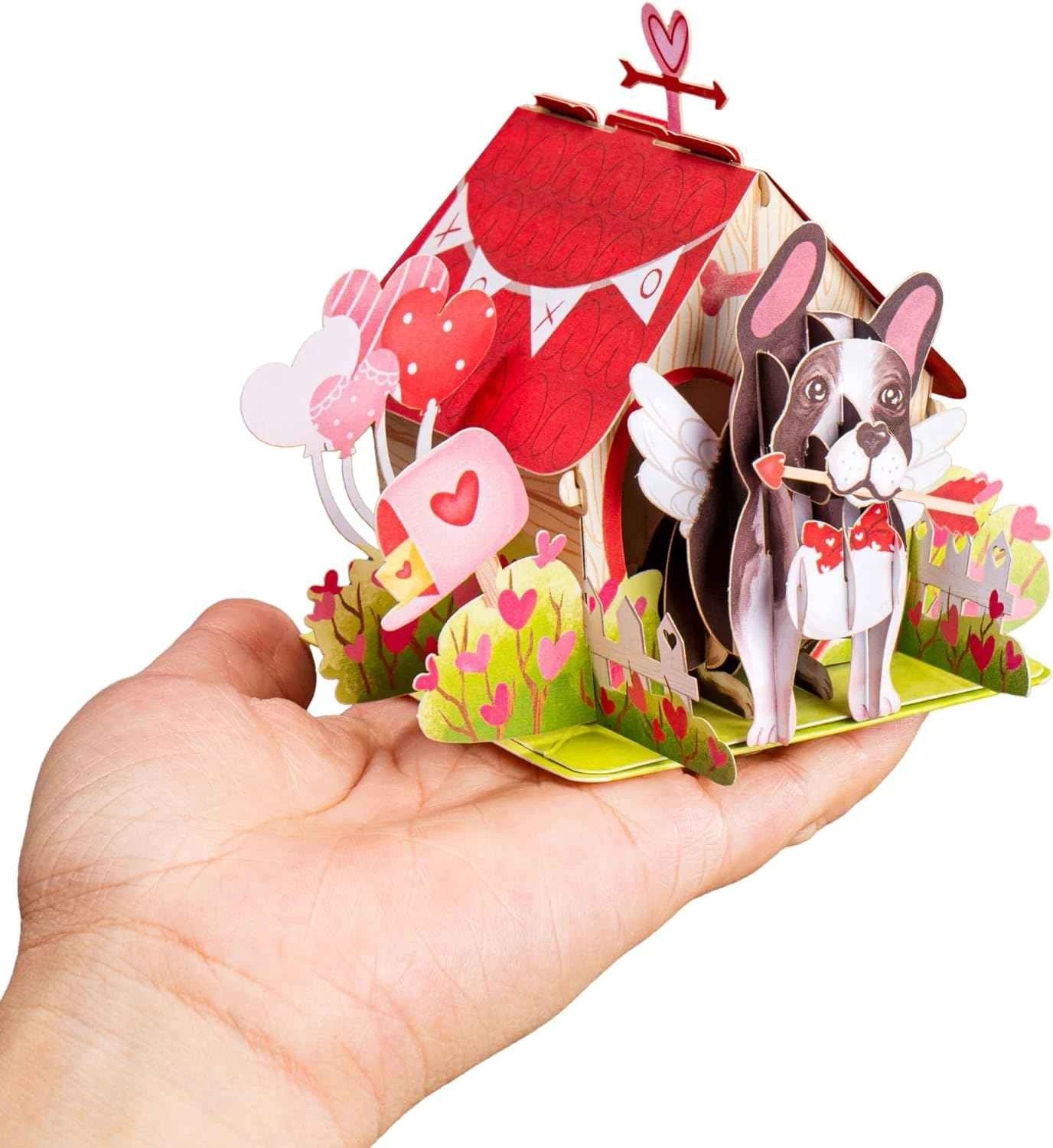 Pup's Love Cabin Pop Up Card, with Keepsake - 5"x7" by Paper Love