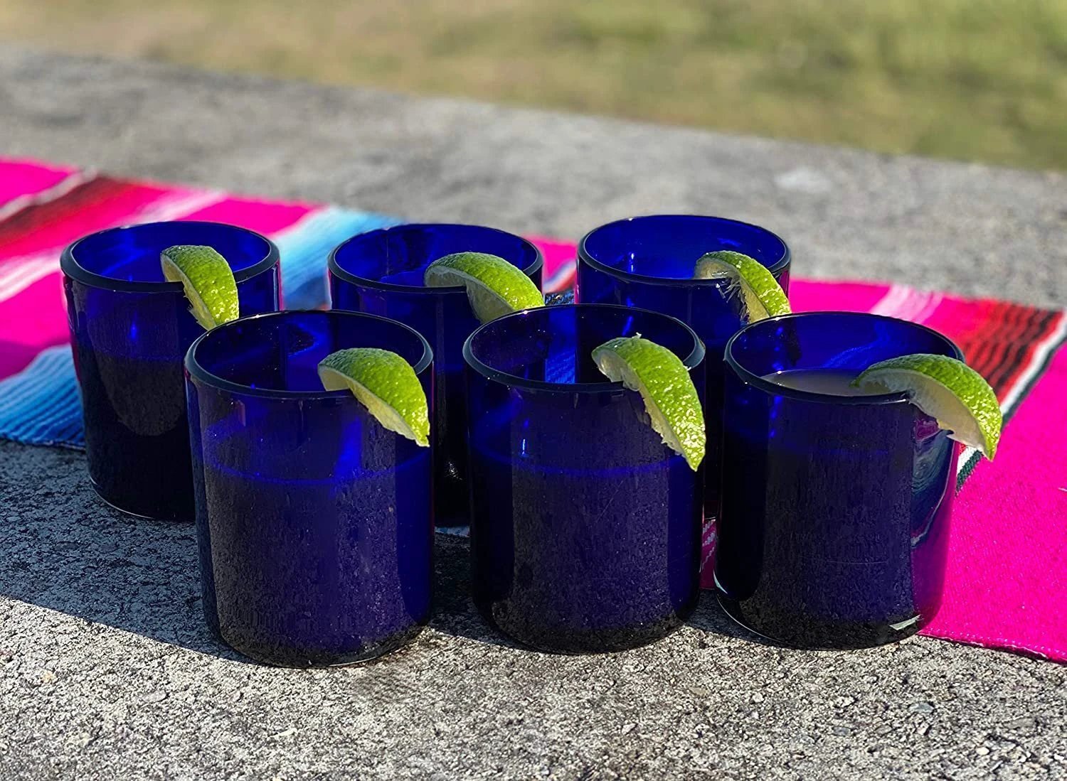 Pure Cobalt Tumbler Glasses - Set of 6 (10 oz each) by Dos Sueños