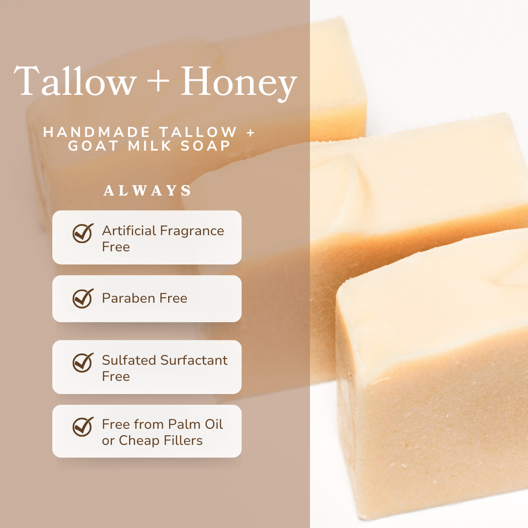 Pure Tallow + Honey Fragrance Free Handmade Tallow and Goat Milk Soap Bar Bar Soap La Vie Bien Pure Tallow + Honey Fragrance Free Handmade Tallow and Goat Milk Soap Bar
