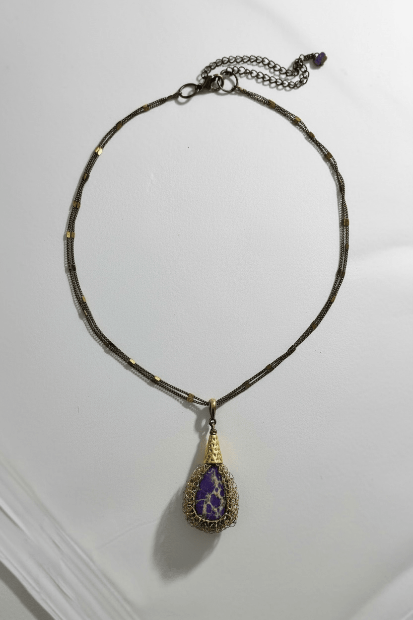 Purple Agate Necklace Necklaces La Vie Bien Purple Agate Necklace
