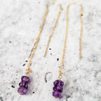 Purple Amethyst Beads Threader Earrings Crystal Earrings La Vie Bien Purple Amethyst Beads Threader Earrings