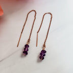 Purple Amethyst Beads Threader Earrings Crystal Earrings La Vie Bien Purple Amethyst Beads Threader Earrings