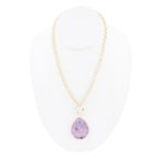 Purple Amethyst Teardrop Golden Chain Necklace by Barse Jewelry