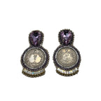 Purple and Silver Coin Mazaheri Earrings Earrings La Vie Bien Purple and Silver Coin Mazaheri Earrings