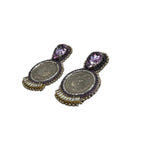 Purple and Silver Coin Mazaheri Earrings Earrings La Vie Bien Purple and Silver Coin Mazaheri Earrings
